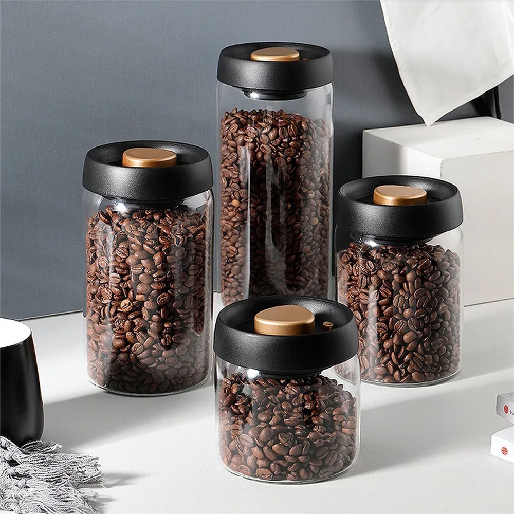 Glass Meal Prep Container - 1pack Coffee Bean Storage Container Airtight