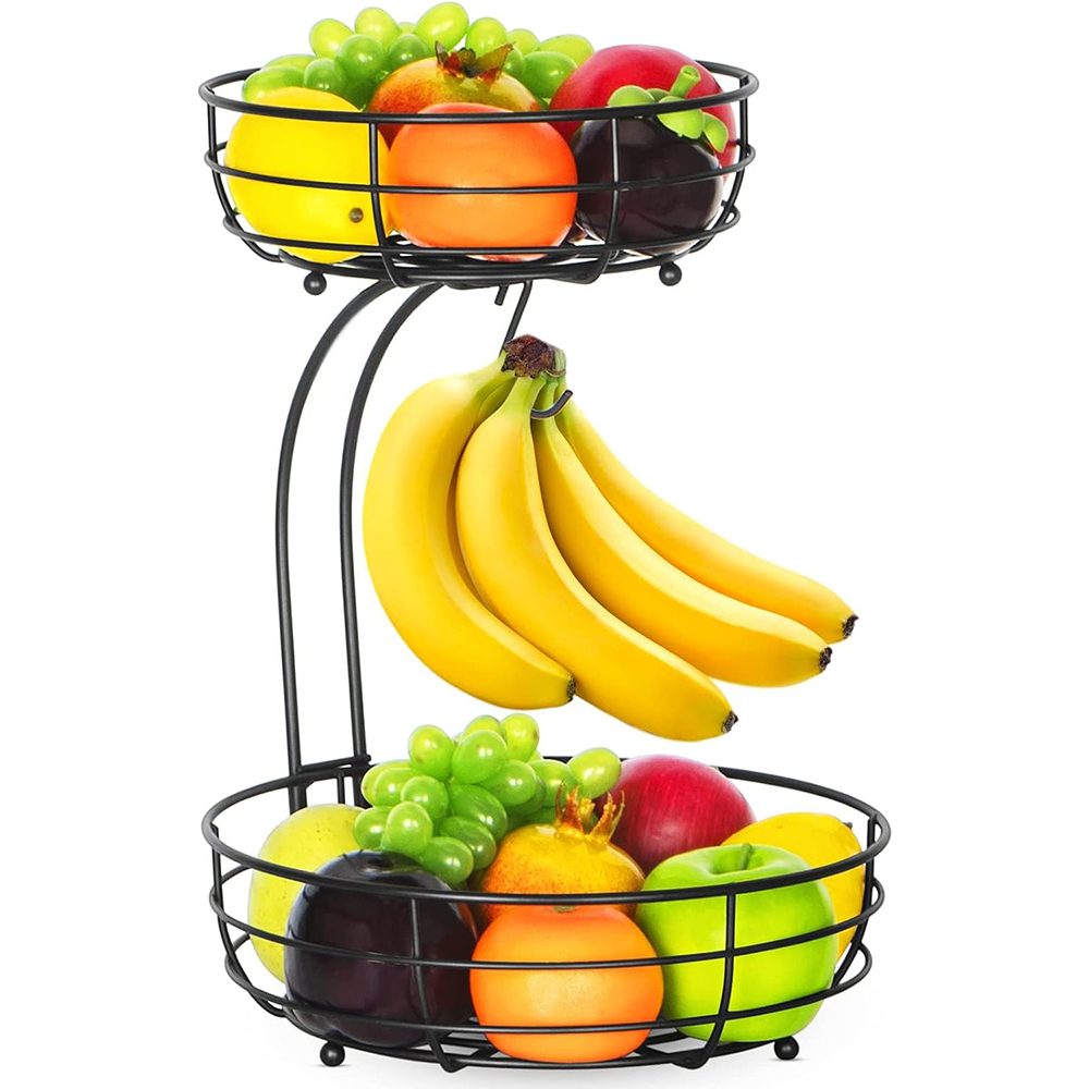 Food Storage Types - LMETJMA 2-Tier Countertop Fruit Basket Bowl
