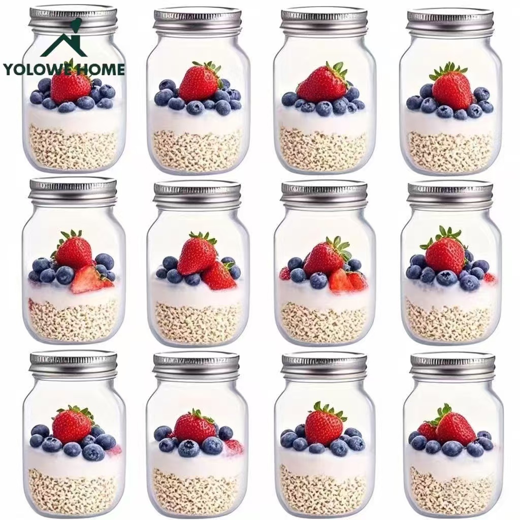Glass Meal Prep Container - 6Pcs, 12Pcs, 500Ml/16Oz, Glass Mason Jars,