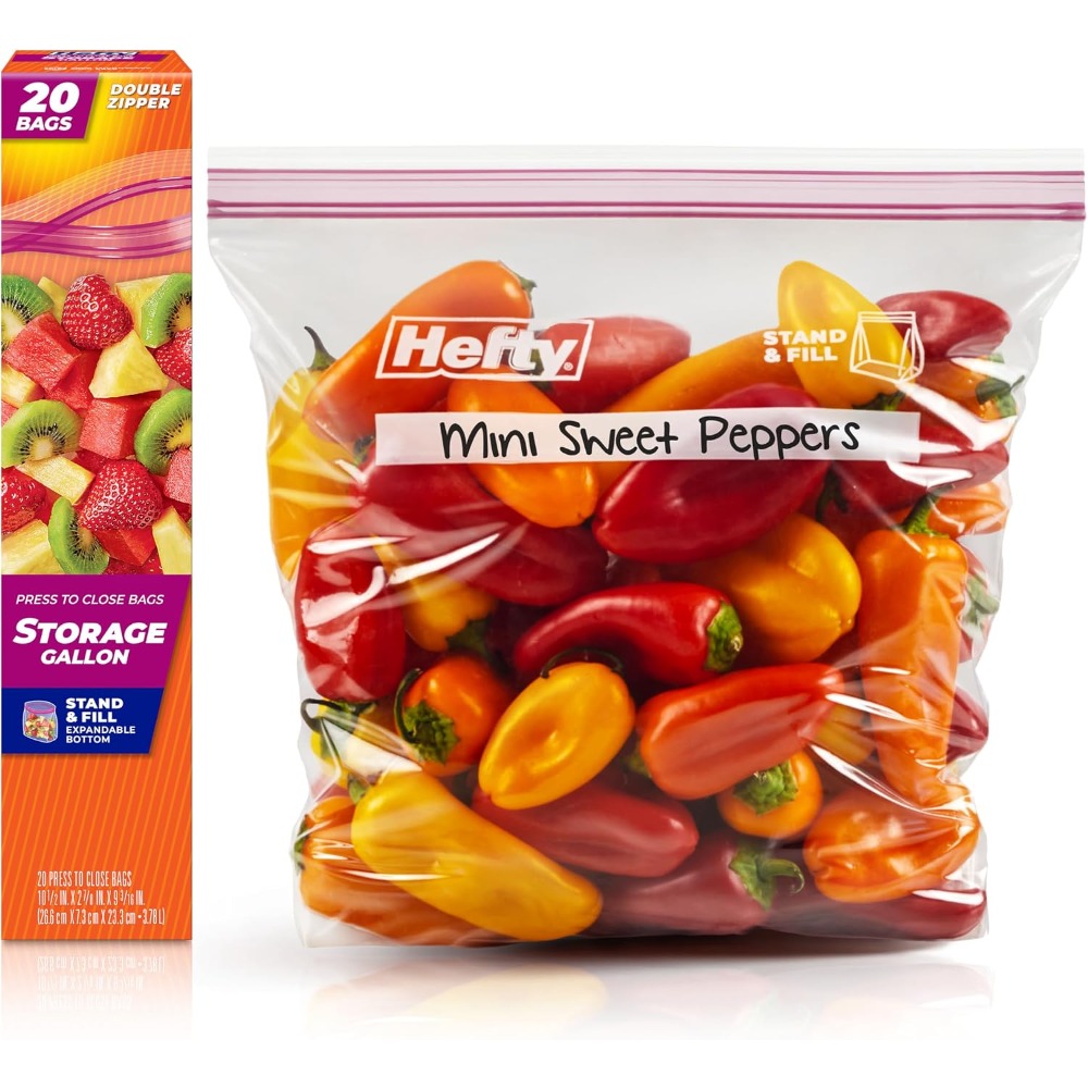 Food Storage Reusable Bags - Press to Close Plastic Bags Gallon