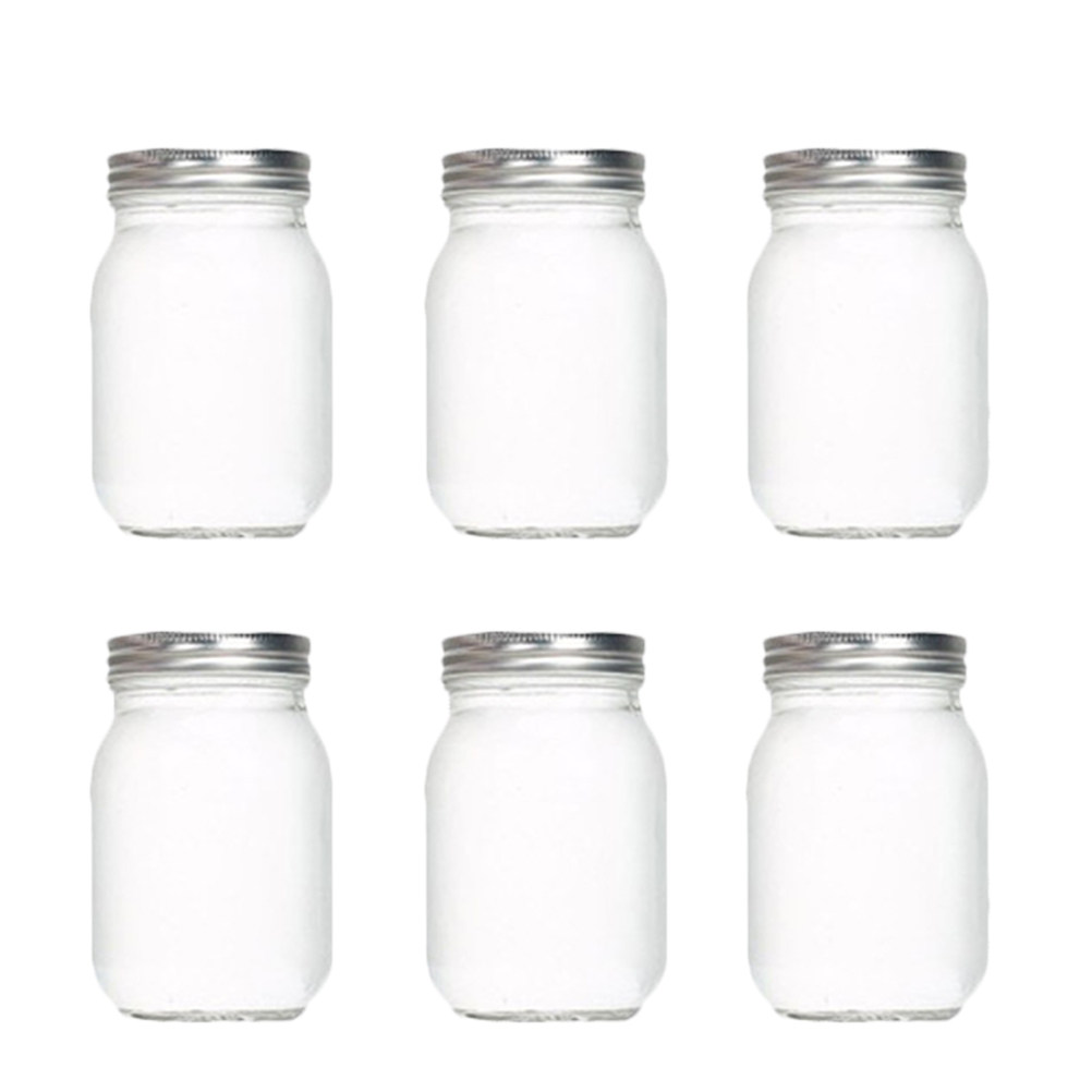 Food Storage Jars - 6Pcs Transparent Round Glass Jars with