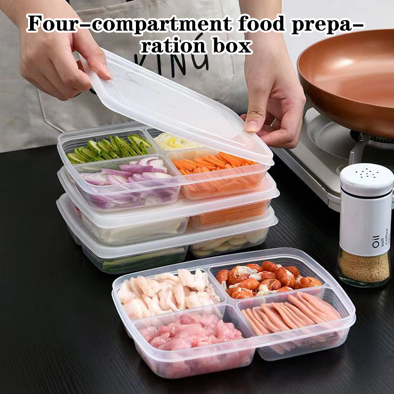 Food Storage Cupboard - New【4 Grids Plastic Storage Box Portable