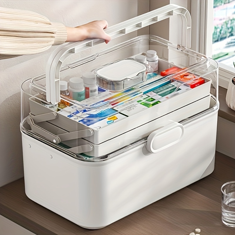 Food Storage Cabinet For Kitchen - Large Capacity Clear Lid Medicine Storage