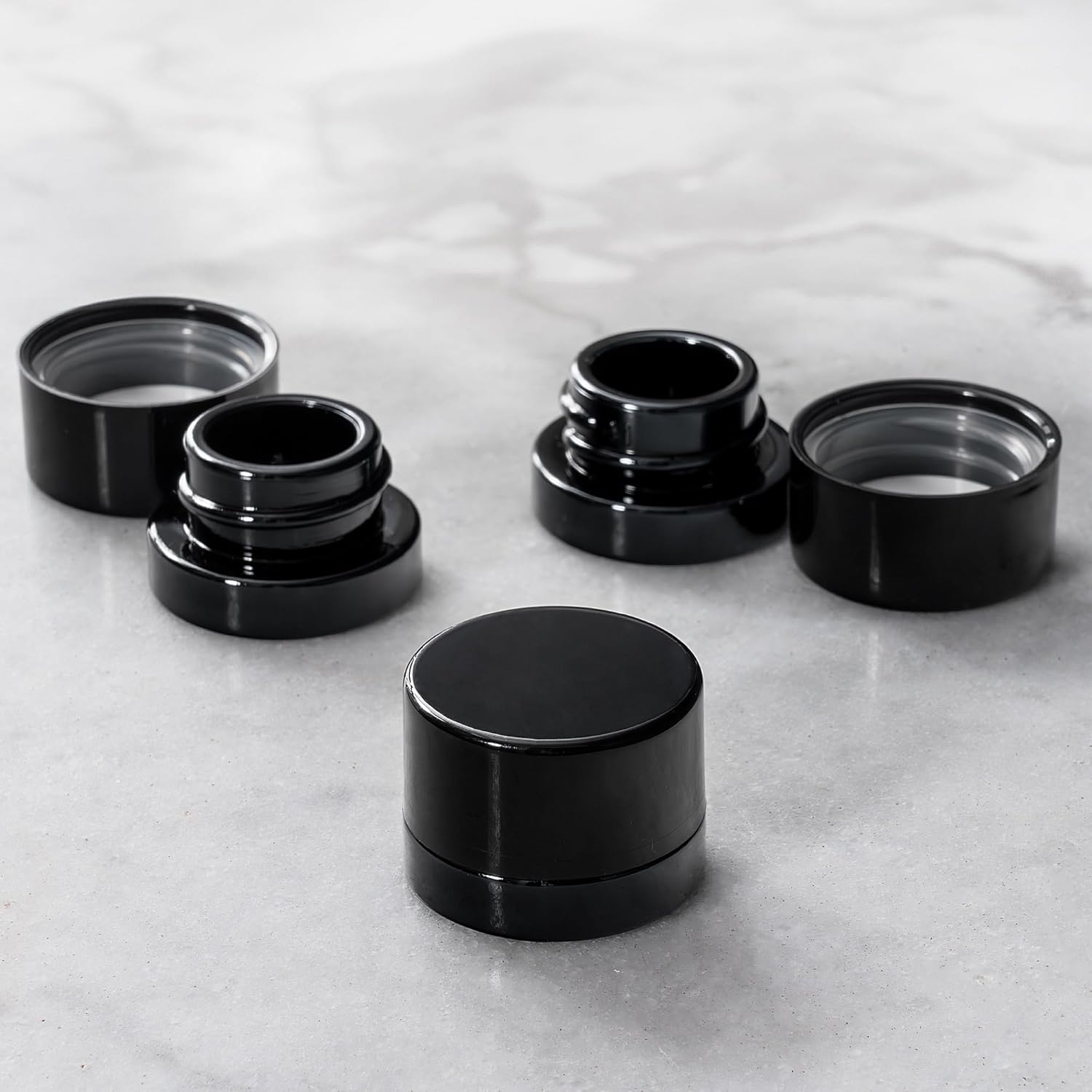 Glass Meal Prep Container - 5ml Thick Black Glass Jars with