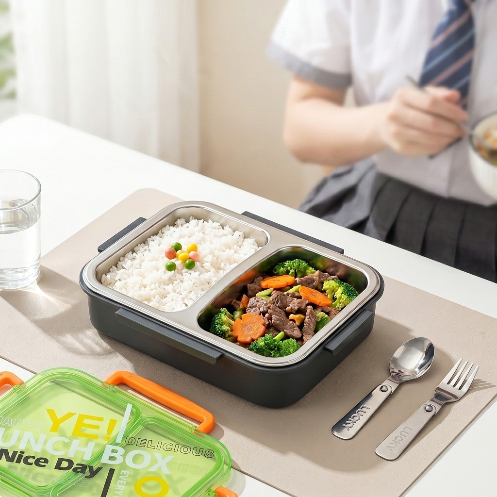 Food Storage Cabinet For Kitchen - Microwavable 304 Stainless Steel Bento Lunch