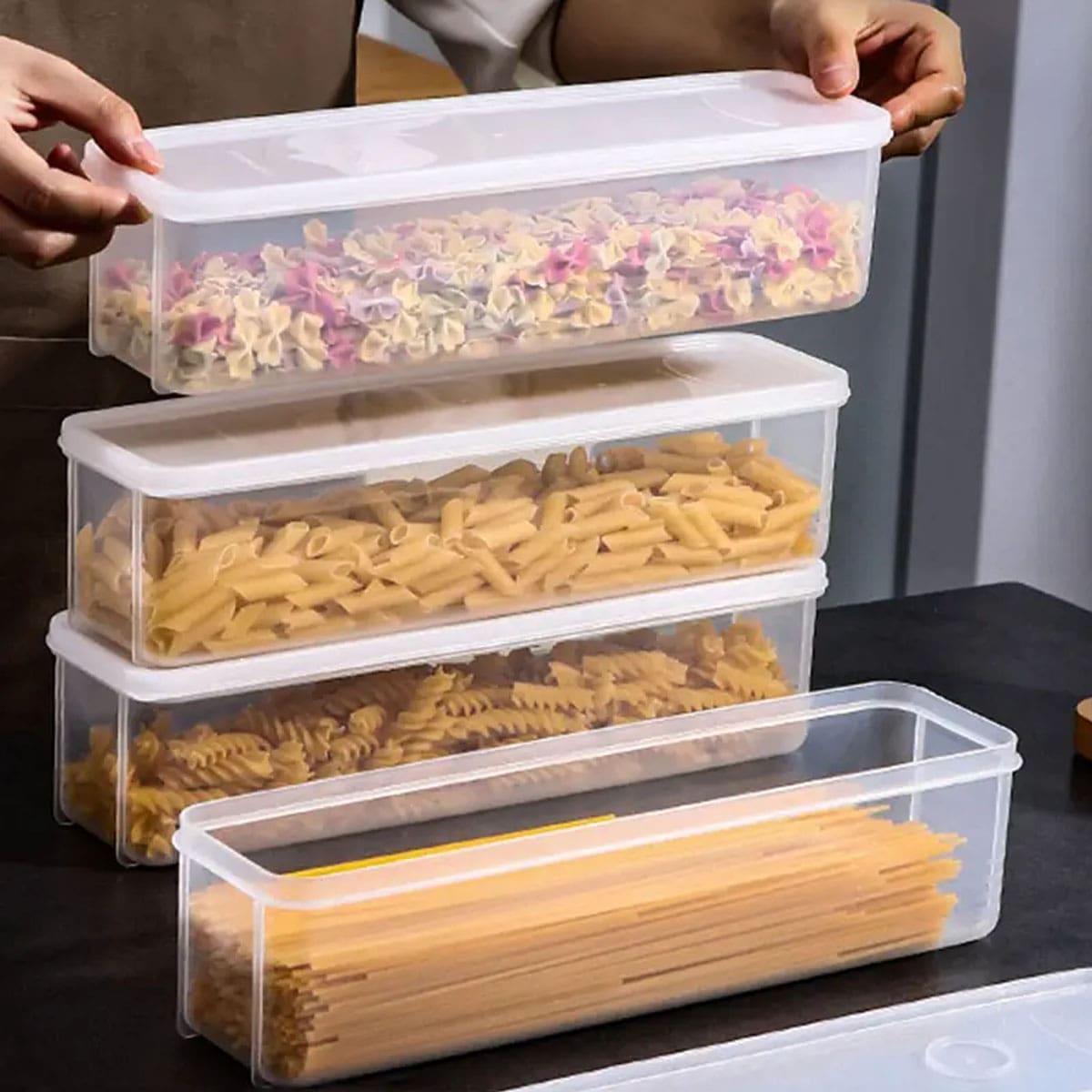 Food Storage Cupboard - 1 Plastic Transparent Storage Box, Refrigerator