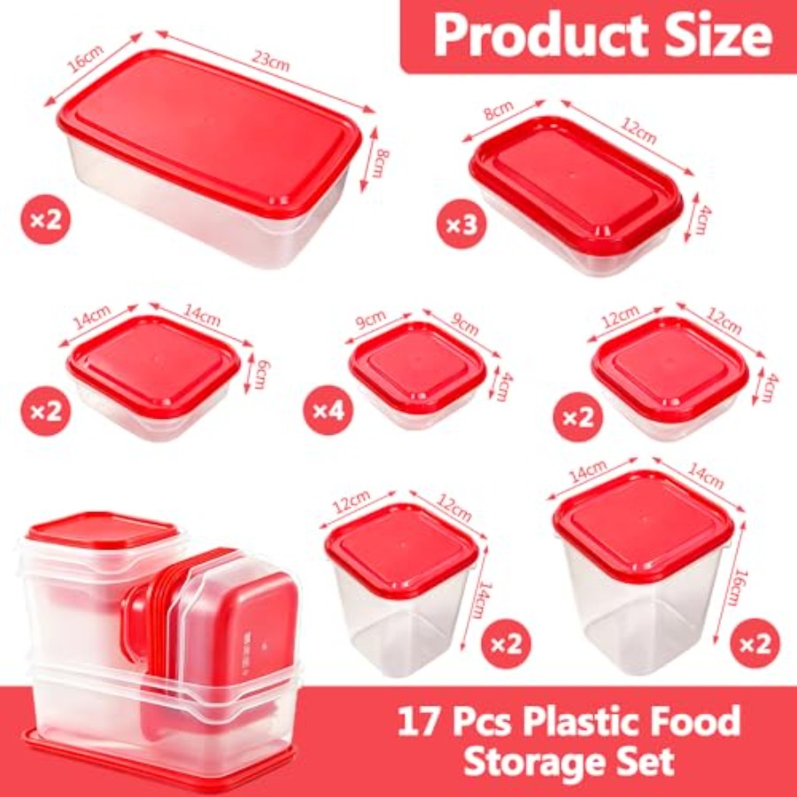 17Pcs Plastic Food Storage Set - Food Storage Plastic Containers With Lids recension och pris