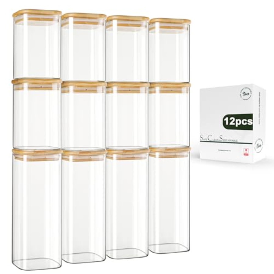 12-Pack Square Glass Storage J - Food Storage Containers Glass recension och pris