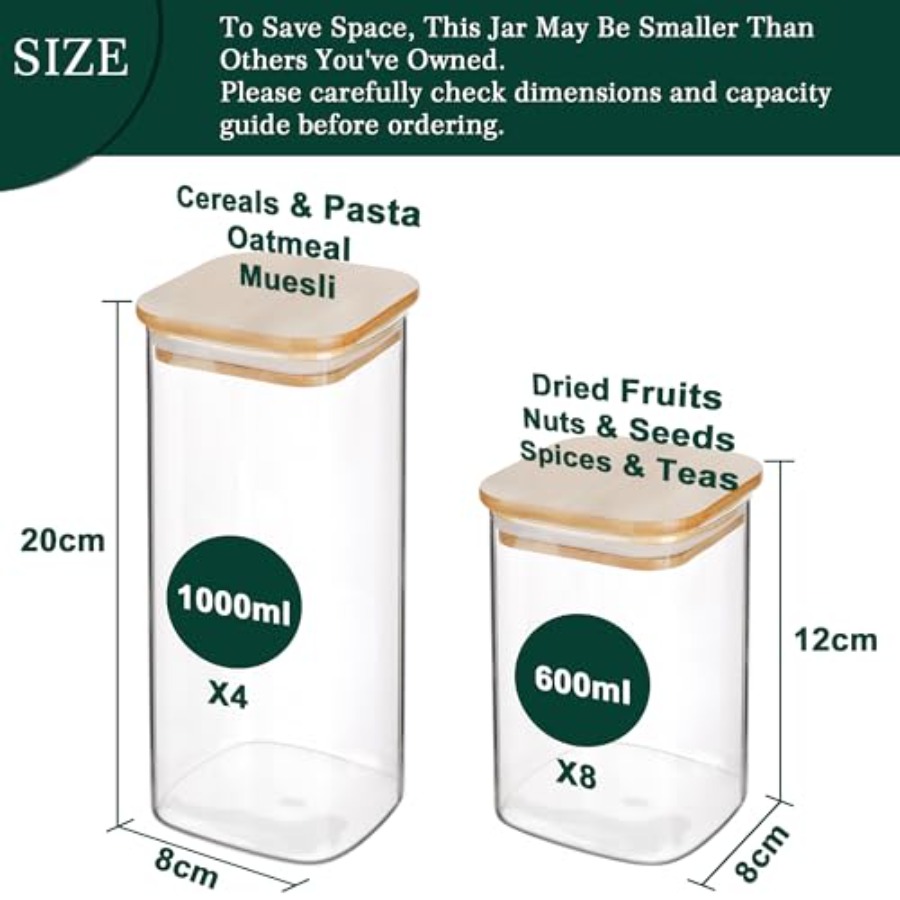 12-Pack Square Glass Storage J - Food Storage Containers Glass recension och pris