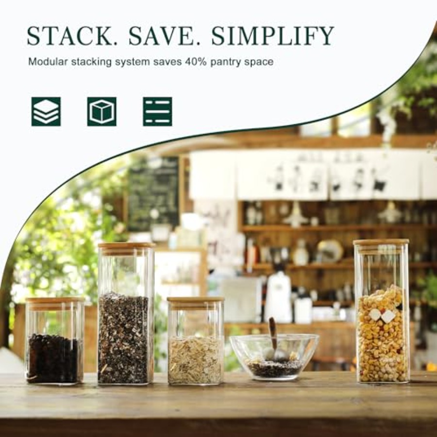 12-Pack Square Glass Storage J - Food Storage Containers Glass recension och pris