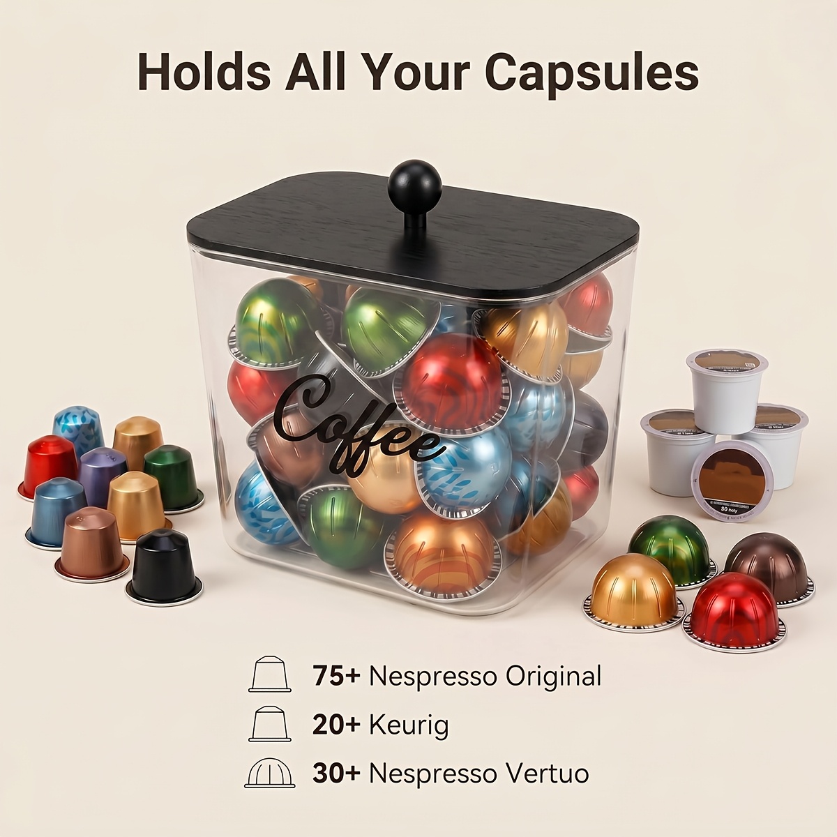 Coffee Pod Holder with Lids Pl - Food Storage Cabinet For Kitchen recension och pris