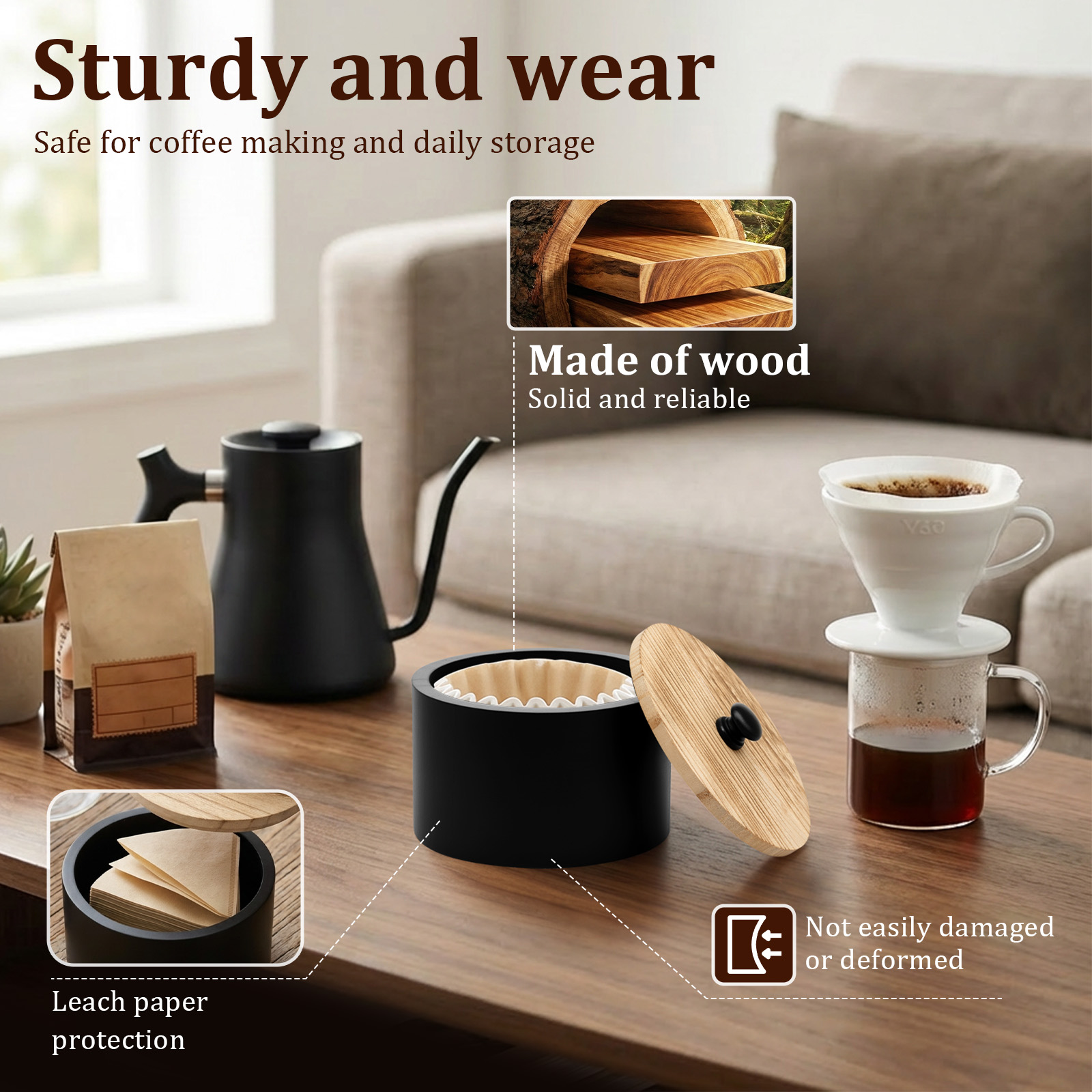 Coffee Filter Holder Wooden Co - Food Storage Reusable Bags recension och pris