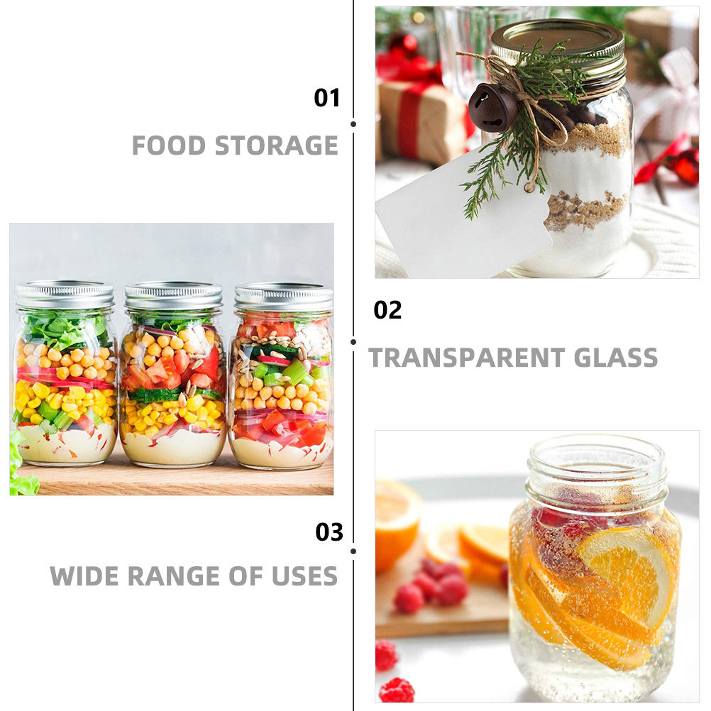 6Pcs Transparent Round Glass J - Food Storage Jars recension och pris