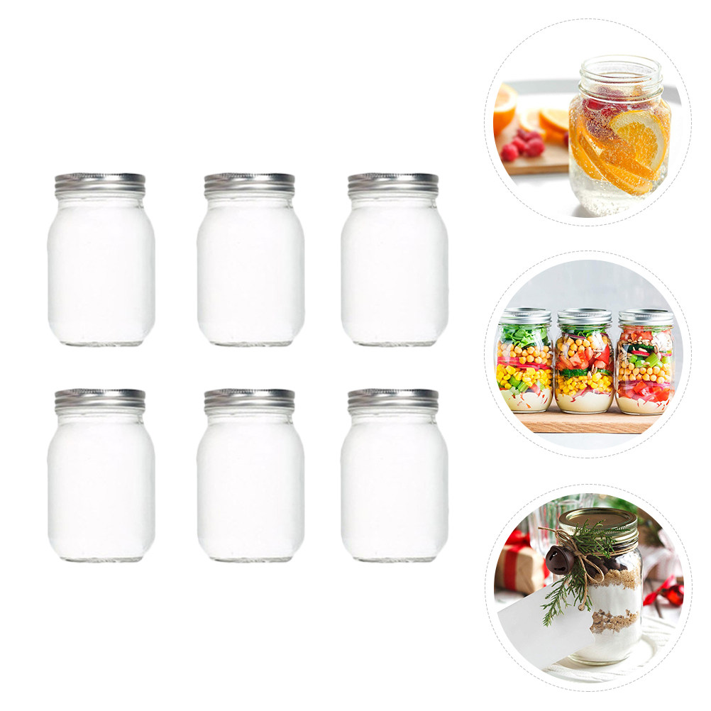 6Pcs Transparent Round Glass J - Food Storage Jars recension och pris