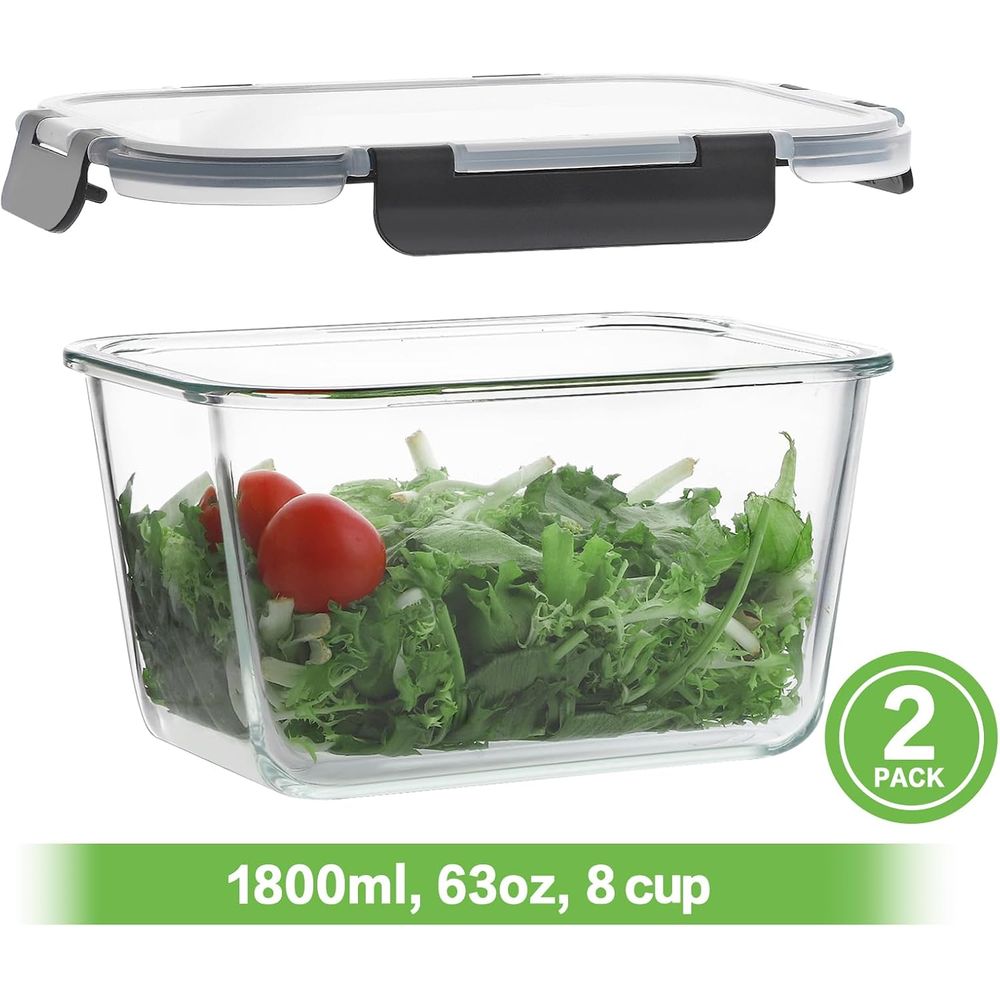 4-Piece 63oz Glass Food Storag - Glass Meal Prep Container recension och pris