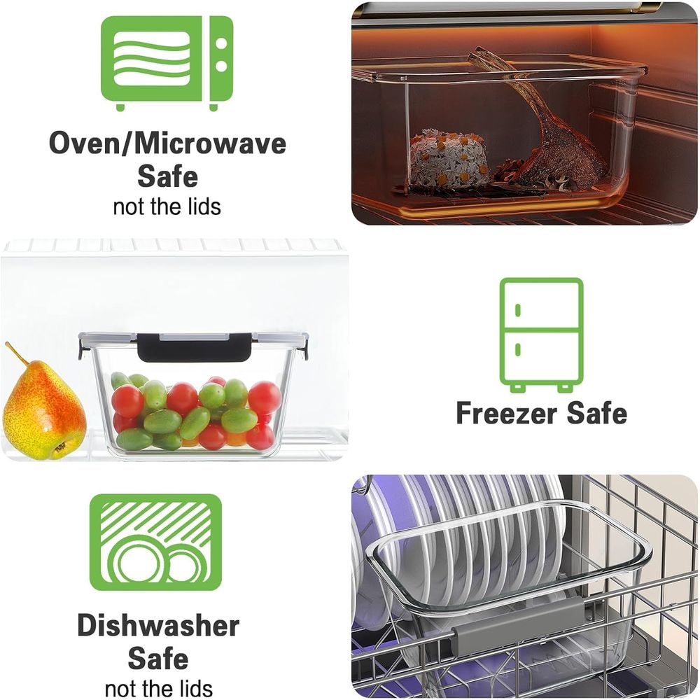 4-Piece 63oz Glass Food Storag - Glass Meal Prep Container recension och pris
