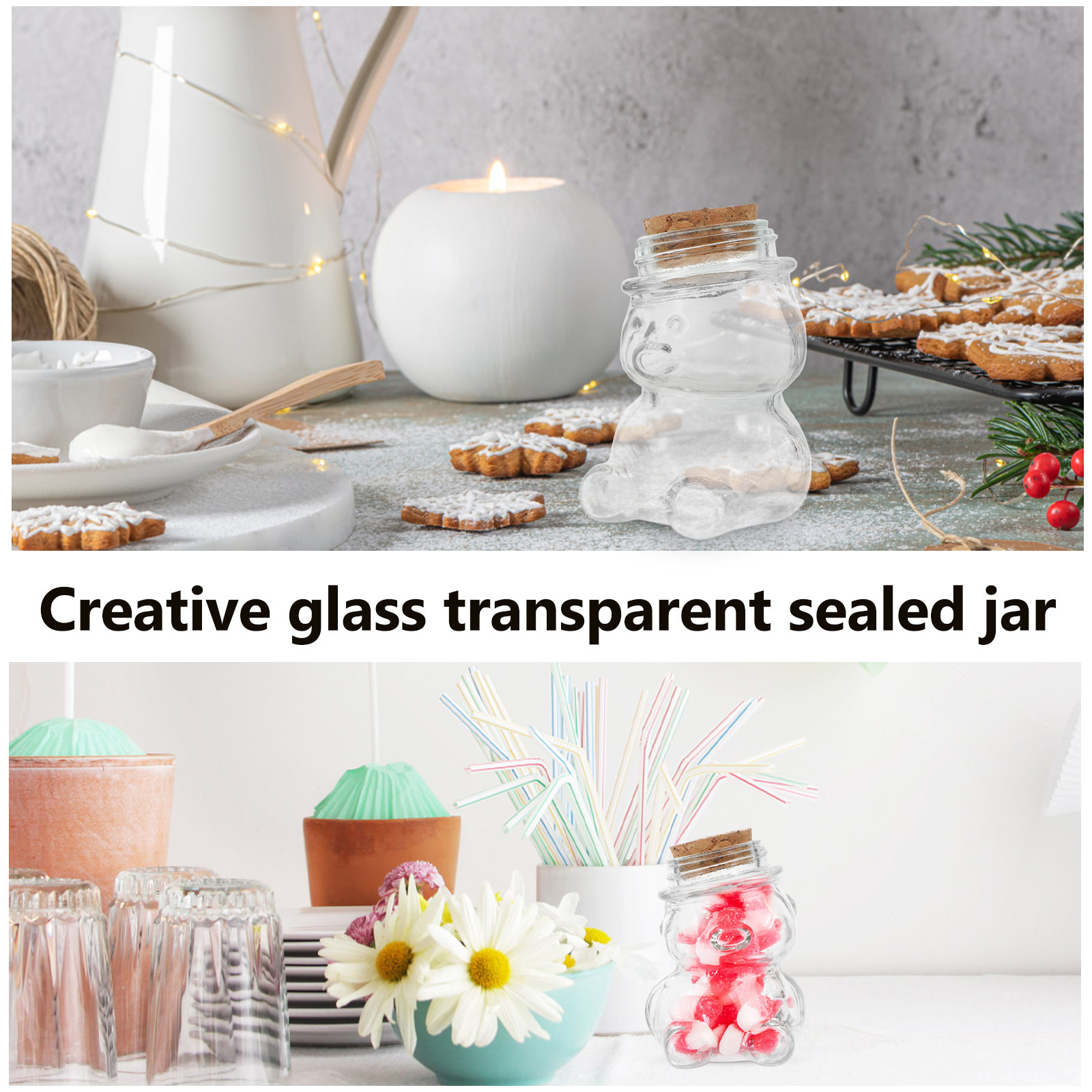 4Pcs Glass Candy Jar Set Trans - Food Storage Containers Glass recension och pris