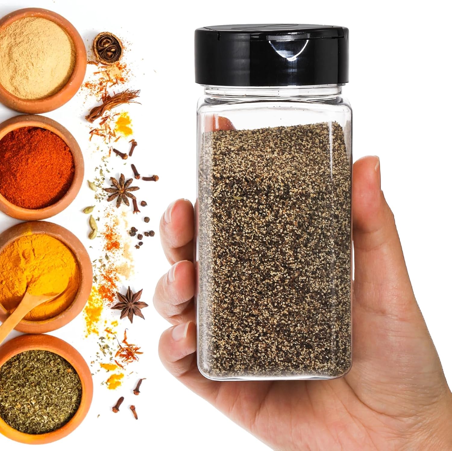 Square Large Plastic Spice Jar - Food Storage Box Large recension och pris