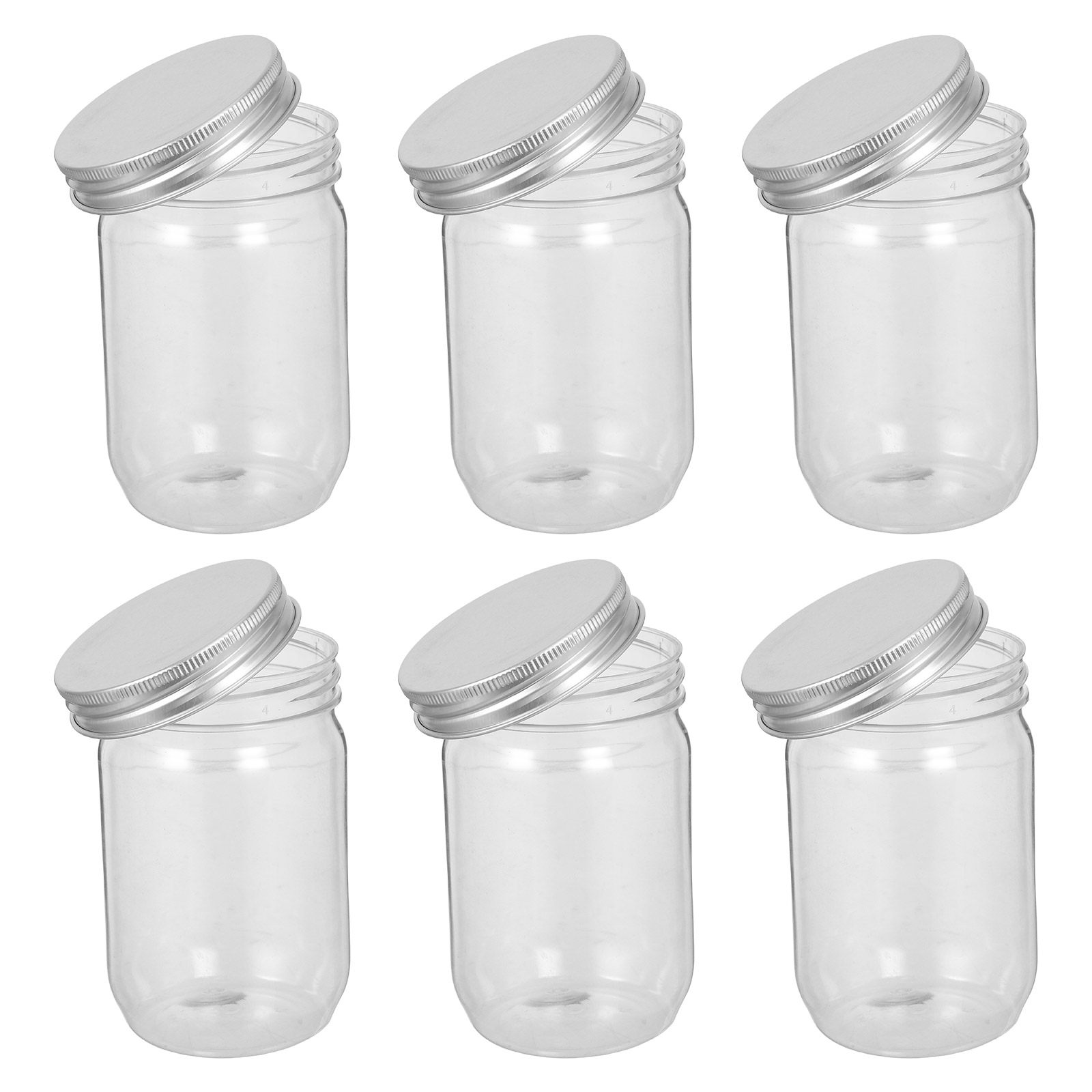 6Pcs Clear Plastic Mason Jars  - Food Storage Plastic Containers With Lids recension och pris