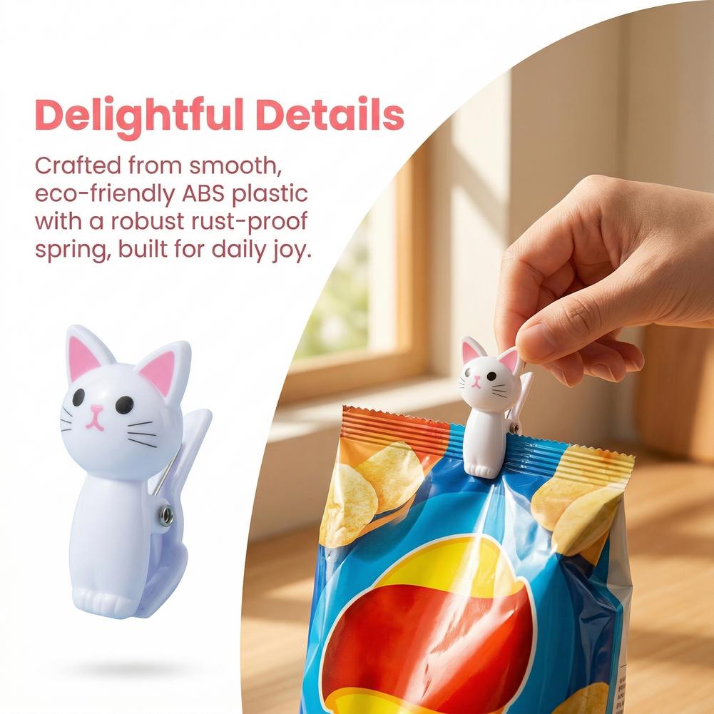 Cute Cat Shaped Bag Clips Reus - Food Storage Reusable Bags recension och pris