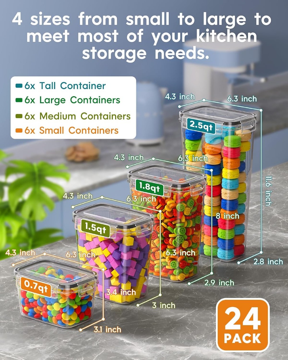 24 PCS Airtight Food Storage C - Food Storage Plastic Containers With Lids recension och pris