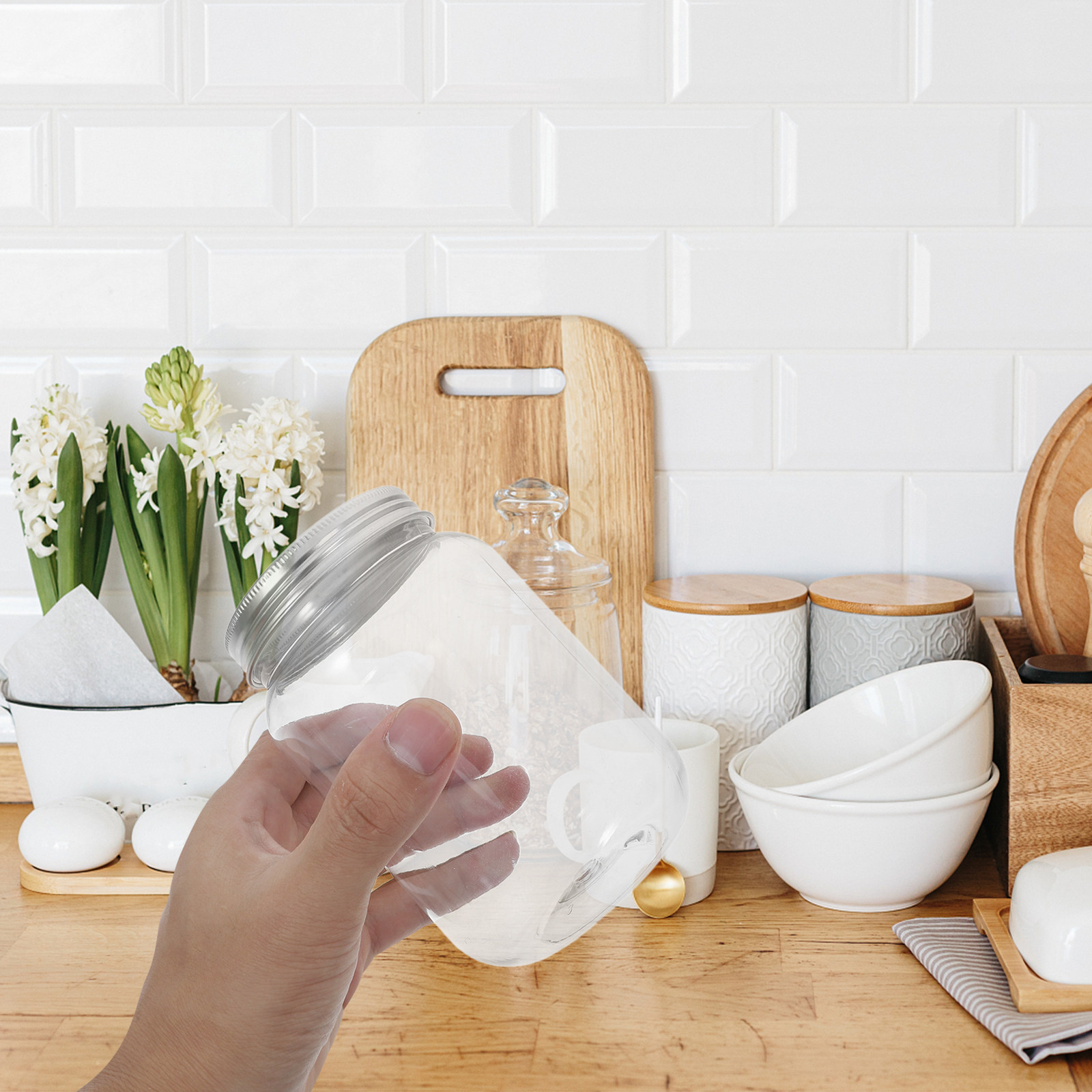 4Pcs Clear Plastic Mason Jars  - Food Storage Jars recension och pris