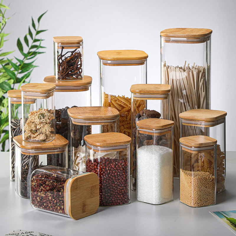 Bamboo Glass Tins Transparent  - Glass Meal Prep Container recension och pris