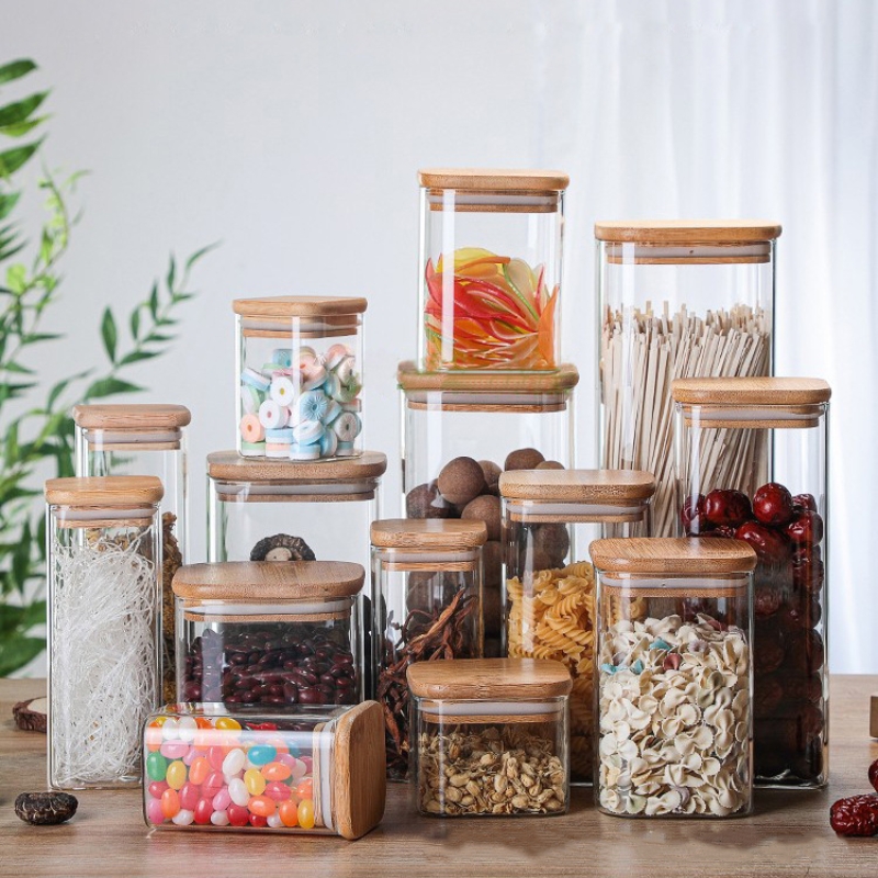 Bamboo Glass Tins Transparent  - Glass Meal Prep Container recension och pris