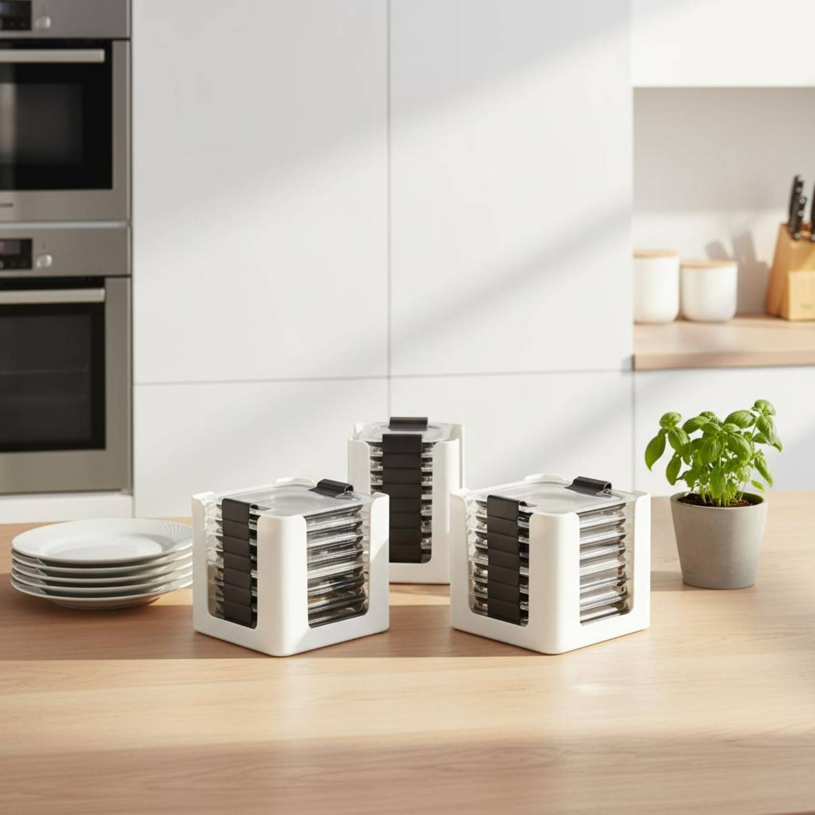 3 Pieces Lid Storage Rack Rect - Food Storage Plastic Containers With Lids recension och pris